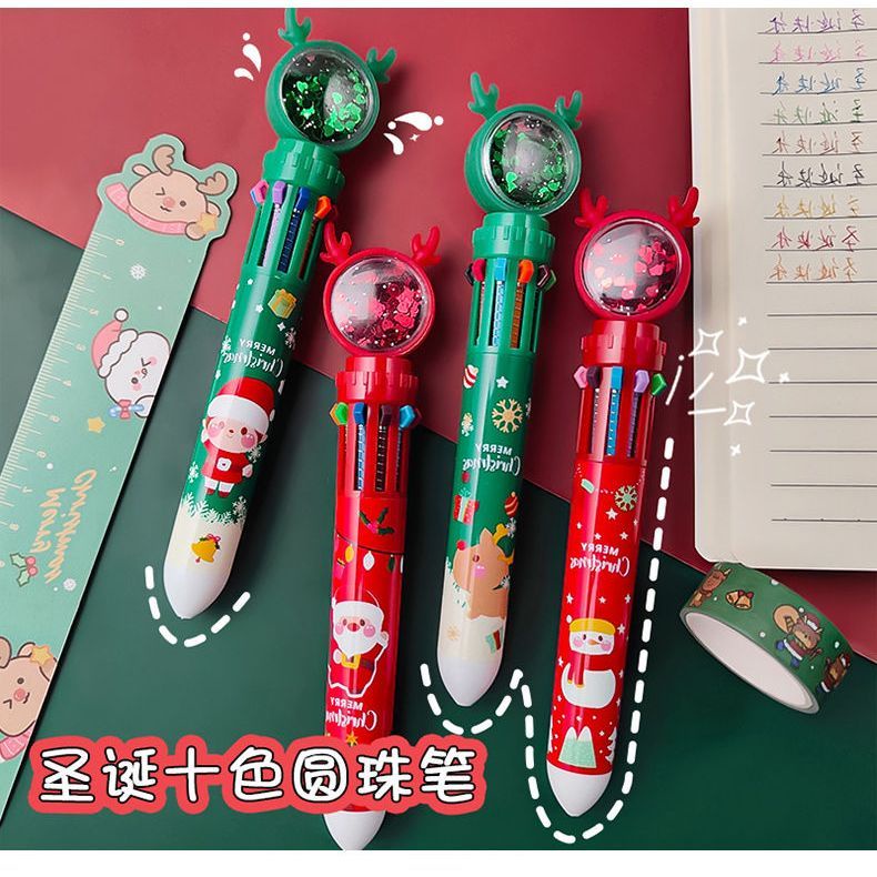 Bút Bi 10 Màu Sắc Phong Cách Giáng Sinh