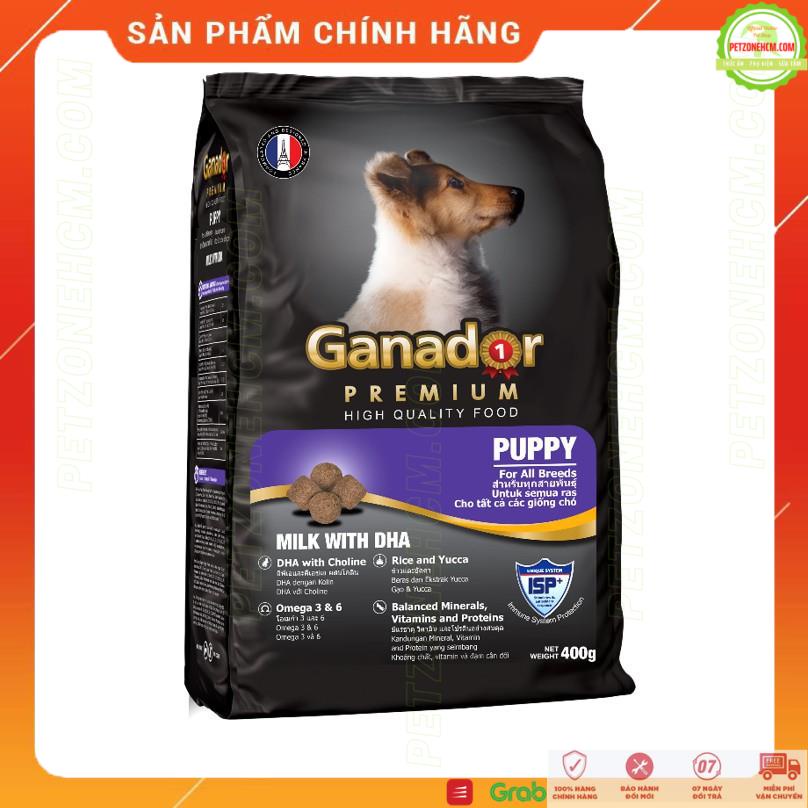 Đồ ăn chó con Gandor Pháp  FREESHIP  GANADOR PUPPY Vị Sữa DHA | gói 400g | hạt khô cho chó con từ 1 tháng tuổi