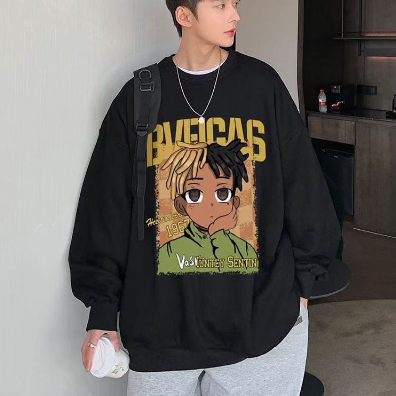Áo Sweater Tay Dài Cổ Tròn Dáng Rộng In Họa Tiết Hoạt Hình Phong Cách Hip hop Thời Trang Mùa Thu Cho Nam