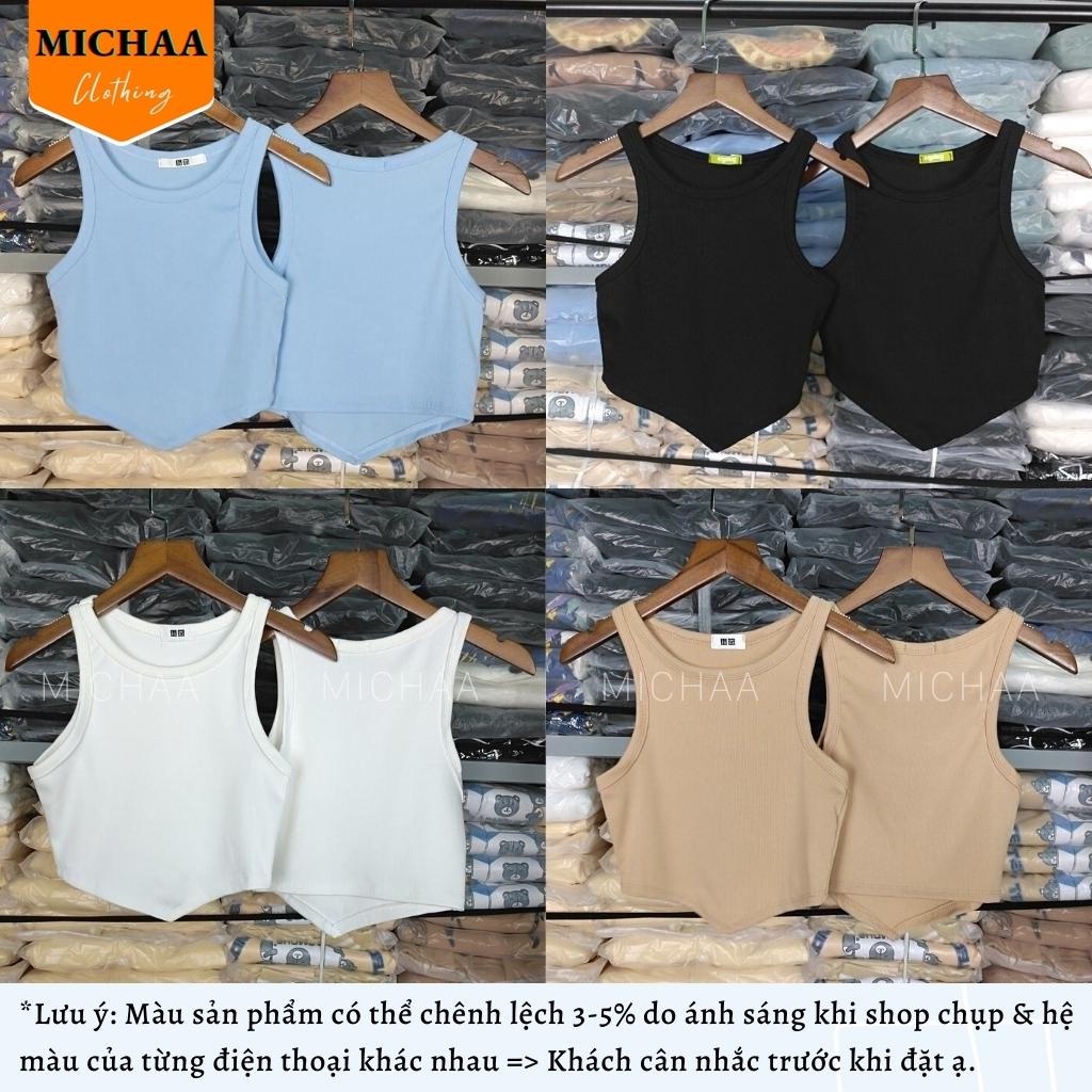 Áo Croptop BA LỖ NGƯỢC NHỌN Ôm Body Basic Trơn Nữ Thun Gân Ulzzang - MICHAA