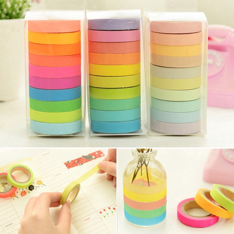 Bộ 10 cuộn băng keo màu cầu vồng gửi màu ngẫu nhiên