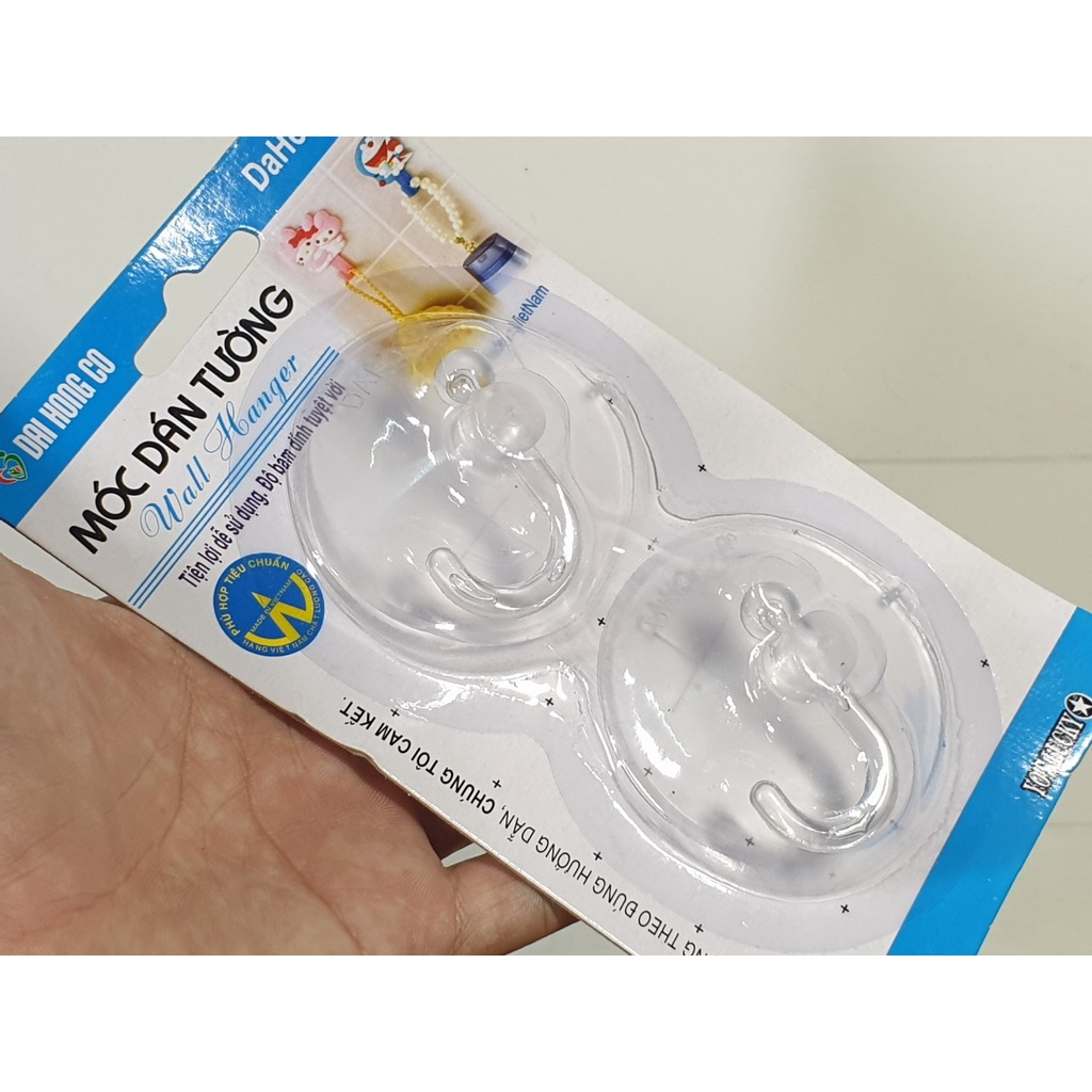 Vỉ 2 cái móc đường kính 6cm nhựa hít kính, móc treo tường kính, miếng nhựa kê kiếng - Điện nước gia dụng Hoàng Kim