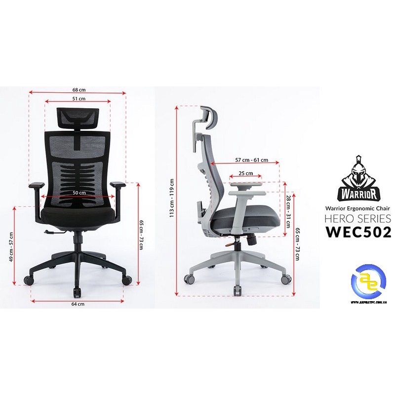 Ghế Văn Phòng Công Thái Học WEC502, Chống Đau Mỏi Lưng Tay Gấp Nệm Lưới Tựa Đầu Cao Cấp