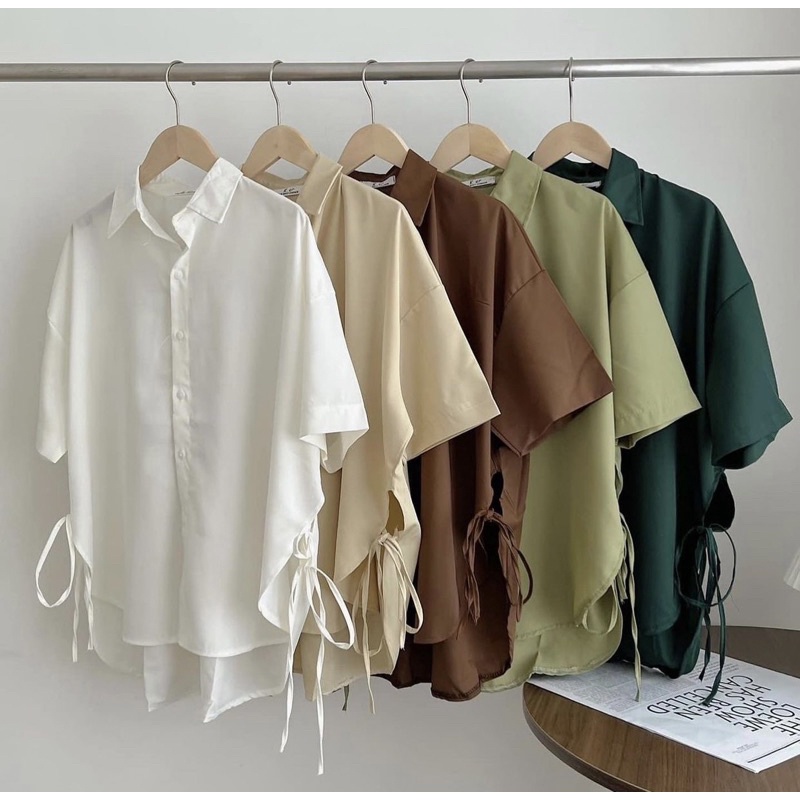ÁO SƠ MI LỤA THẮT DÂY EO (ảnh thật/sẵn)