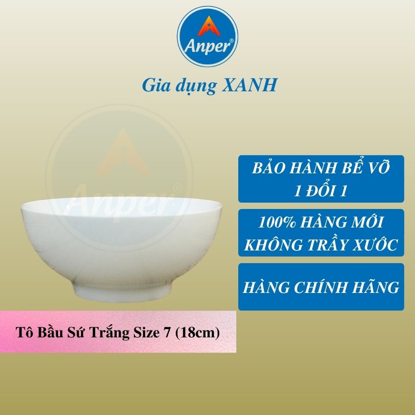 Bát Tô Sứ Bầu  Dày Nhiều Size Anper Cao Cấp Phong Cách Nhật Hàn An Toàn Sang Trọng Phù Hợp Gia Đình Và Nhà Hàng