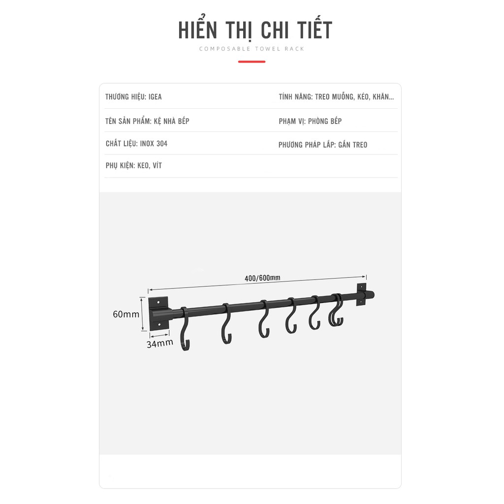 Giá Treo Muỗng Đa Năng - Kệ Nhà Bếp Cao Cấp