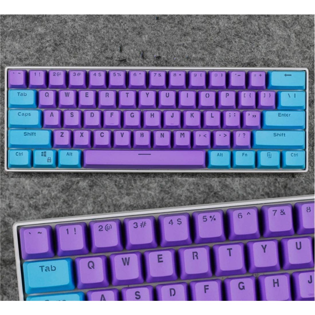 Keycap màu xanh tím, 61 key PBT keycaps Sự kiện đặc biệt Keycaps, bàn phím cơ hai màu có đèn nền keycaps GH60 / RK61 / ALT61 / Annie / GK61 keycaps poker keycaps chơi game