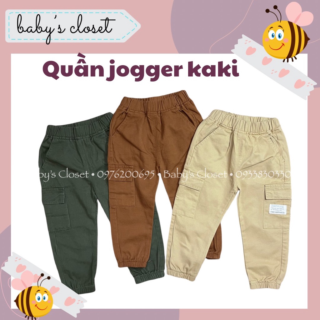 Quần kaki dài túi hộp ⚡QUÀ TẶNG Ô TÔ⚡-BABY'S CLOSET- Quần jogger dài bo chun thời trang năng động cho bé từ 9-27kg