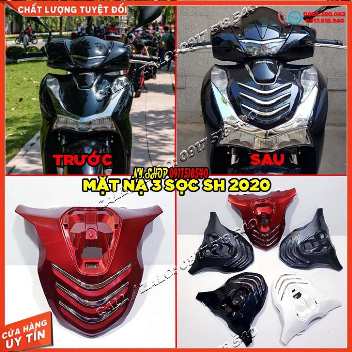 MẶT NẠ SH 2020 - Sh 2021 - SH 2022 KIỂU 3 SỌC XI HÀNG MOTORAART NHỰA ABS CAO CẤP