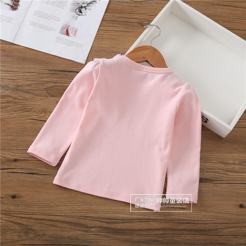 Áo cotton dài tay thắt nơ xinh xắn cho bé gái