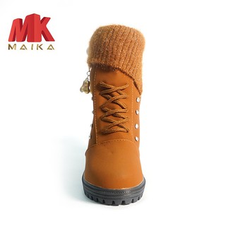 Giày boot nữ đế vuông S106 (Nâu) MK MAIKA