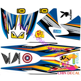 Tem rời WAVE ALPHA 100 & 50cc  S Cam Vàng GP  ( Tem 3 lớp chống nước chống bay màu 612555 )