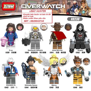 Lego Minifigures OverWatch nhân vật D.va Reinhardt Wilhelm Jesse Mccree Reaper Soldier :76 Simada Hanzo Mercy Tracer