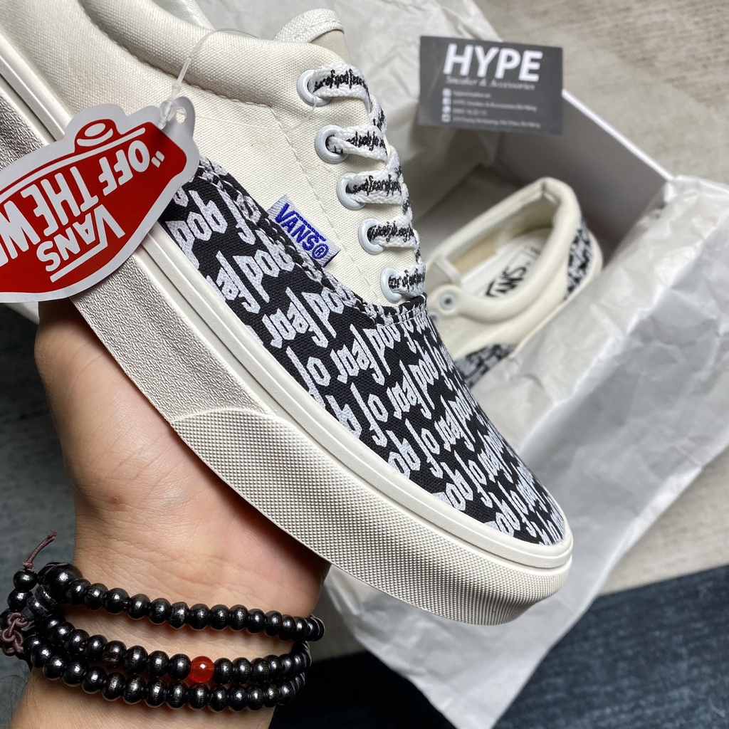 Giày sneaker nam nữ đi học: Vans Authentic Fear of God (Vans FOG trắng đen (Trắng/Đỏ) - HYPE Sneaker | Bản thường