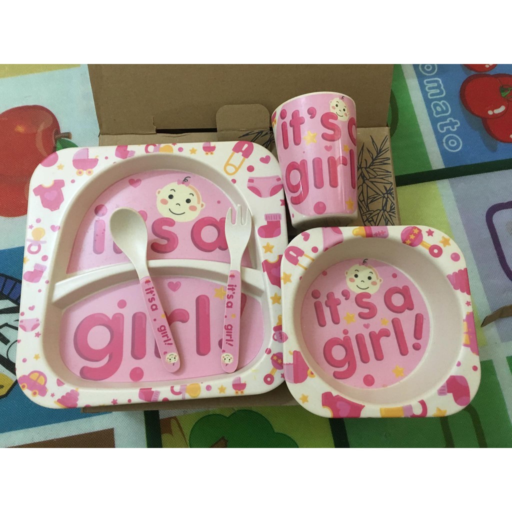 Set 5 món Bát ăn dặm sợi tre Bamboo cao cấp