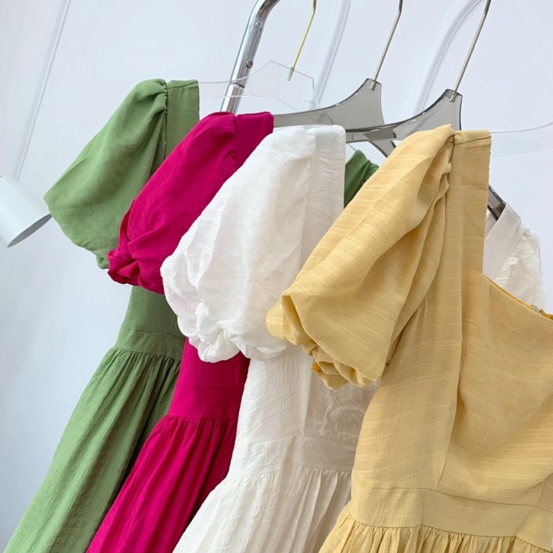 Váy Maxi Đi Biển Tay Bồng Hai Lớp