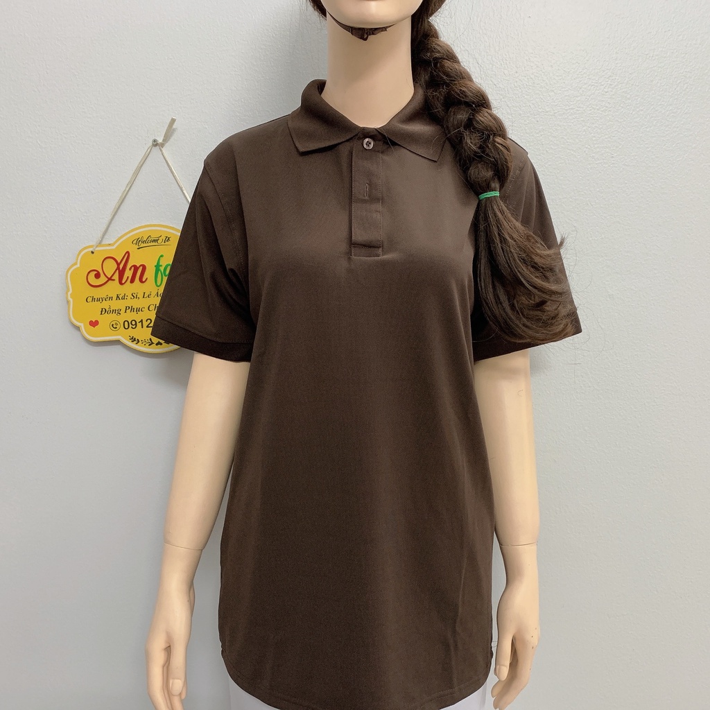 Áo polo màu nâu vải poly Thái cao cấp cho nam nữ _ Hình chụp thật