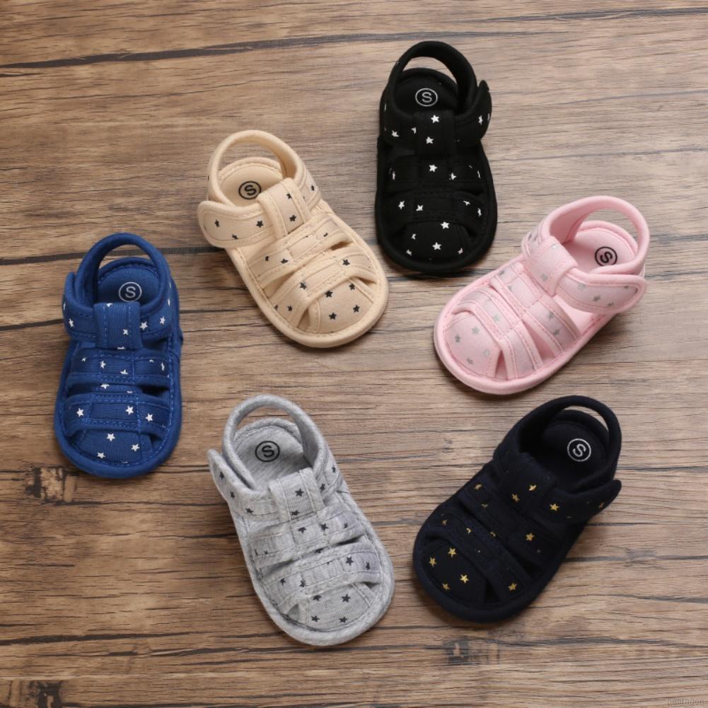 Giày sandal đế mềm chống trượt thoáng khí in hình ngôi sao năm cánh cho bé 0-18 tháng tuổi