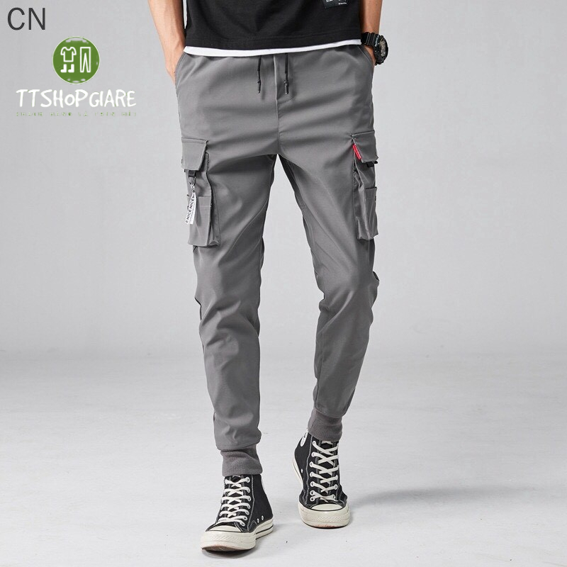 Quần jogger kaki túi hộp phối dây co giãn