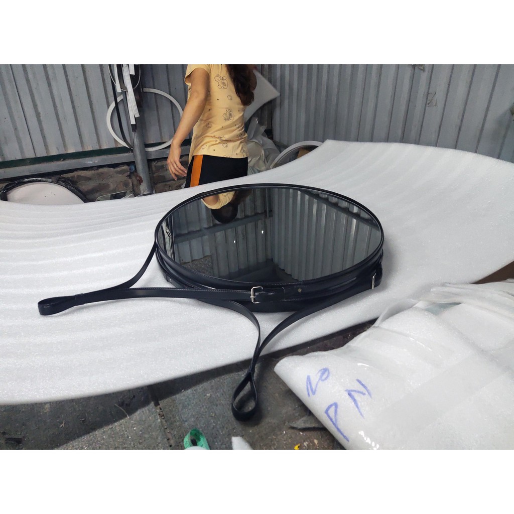 Gương Tròn Treo Tường Dây Da Cao Cấp , Mirror Decor 360