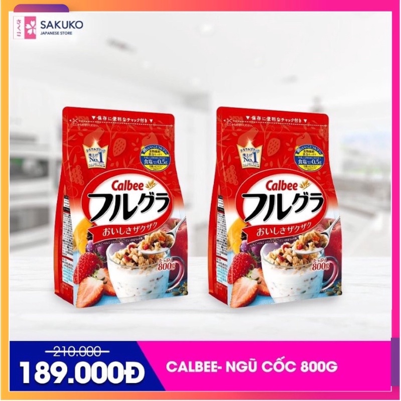 Ngũ Cốc Calbee, Ngũ Cốc Dinh Dưỡng Ăn Sáng Nhật bản 750g - SAKUKO