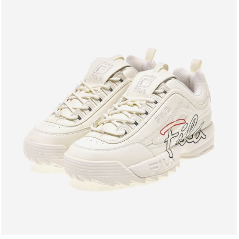 Giày Sneaker Thể Thao Nam Nữ FILA DISRUPTOR 2 SCRIPT Màu Be chính hãng 100%