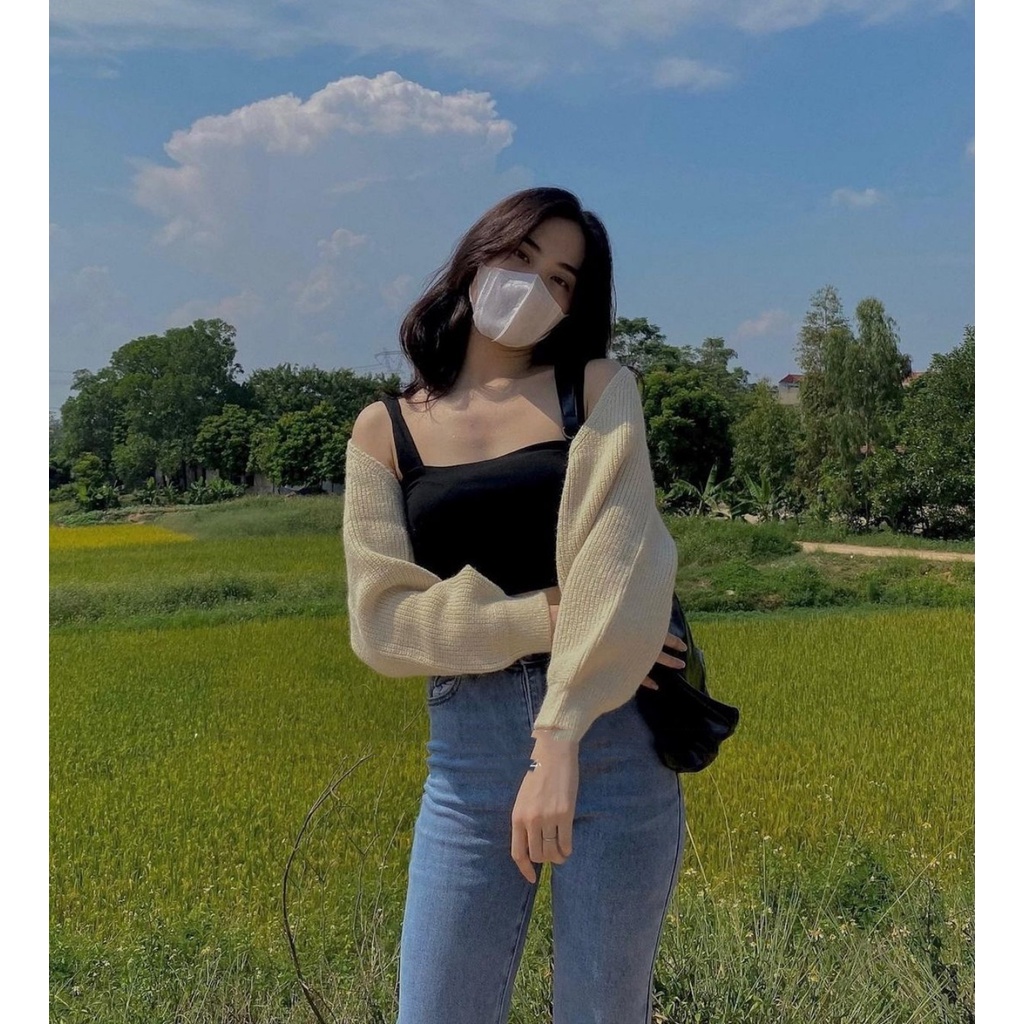 Áo khoác len Croptop - Áo cardigan len tay bồng Daski | BigBuy360 - bigbuy360.vn