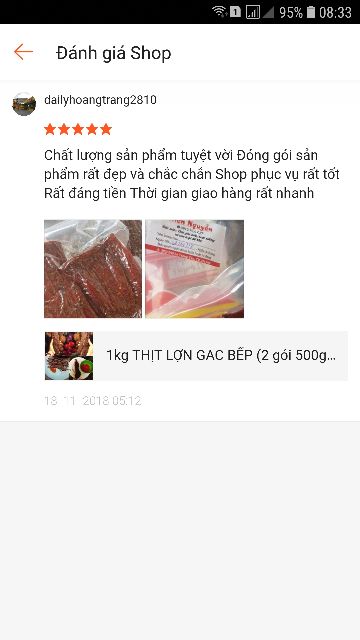 Thịt lợn gác bếp loại không cay, ít cay thơm lừng đóng gói500g