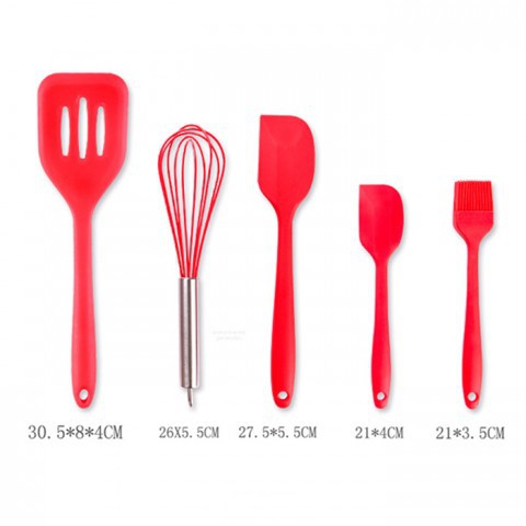 (Giao Màu Ngẫu Nhiên)Bộ dụng cụ làm bánh cơ bản bằng silicon 5 món