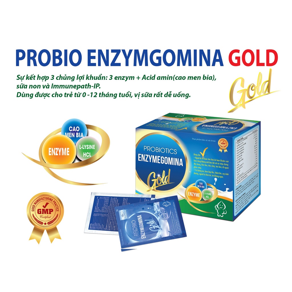Men Vi Sinh Kết Hợp Men Tiêu Hóa Probiotics Enzymgomina Gold - Giúp Tăng Cường Miễn Dịch Hệ Tiêu Hóa - Hộp 30 Gói