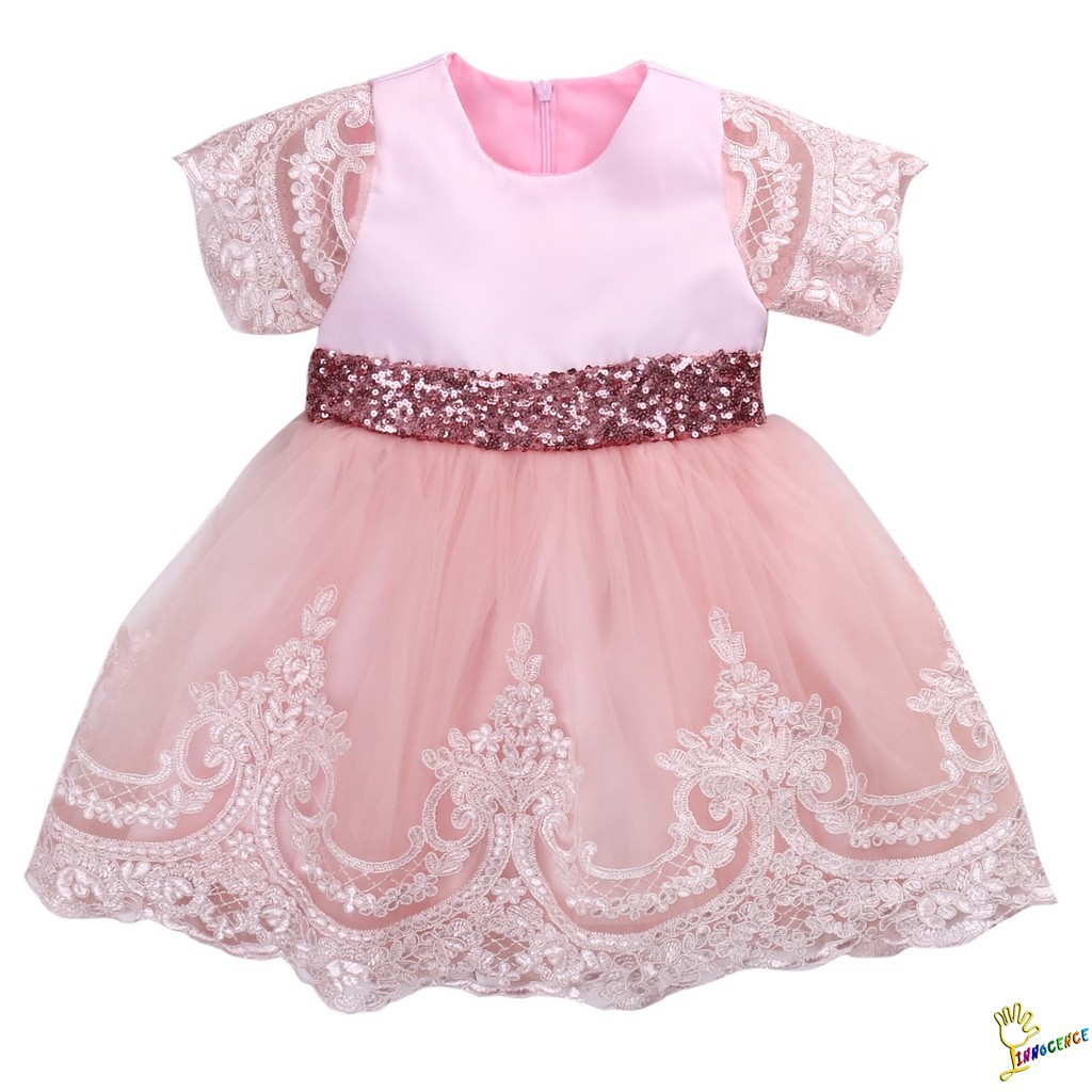 ❤XZQ-Toddler Baby Girls Sequins Tulle Formal Princess Gown Flower Dress Wedding Birthday Party