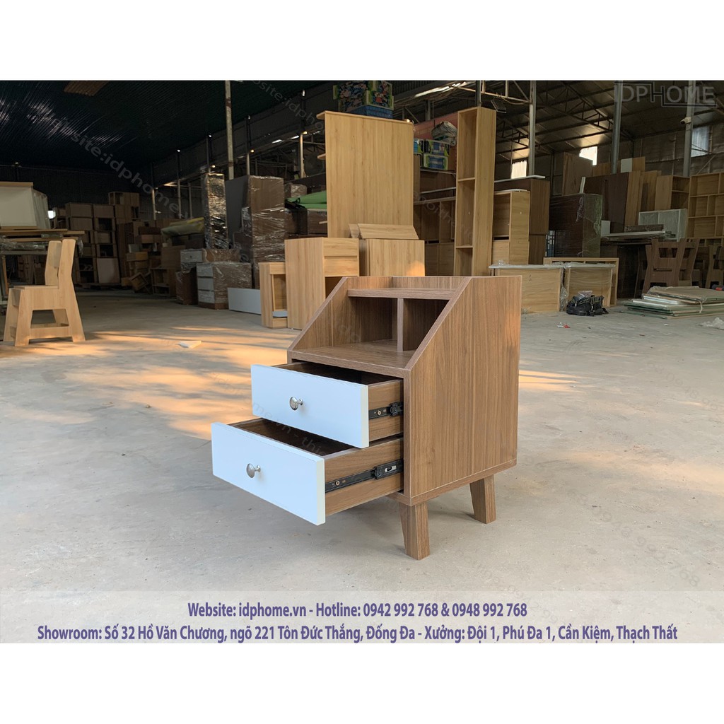 Táp đầu giường 2 ngăn kéo chân gỗ SP6828 | BigBuy360 - bigbuy360.vn