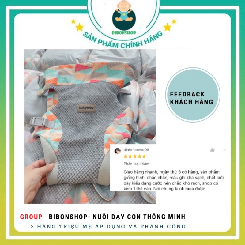 Địu 4 tư thế Babypark thoáng khí trợ lực hoạ tiết thời trang