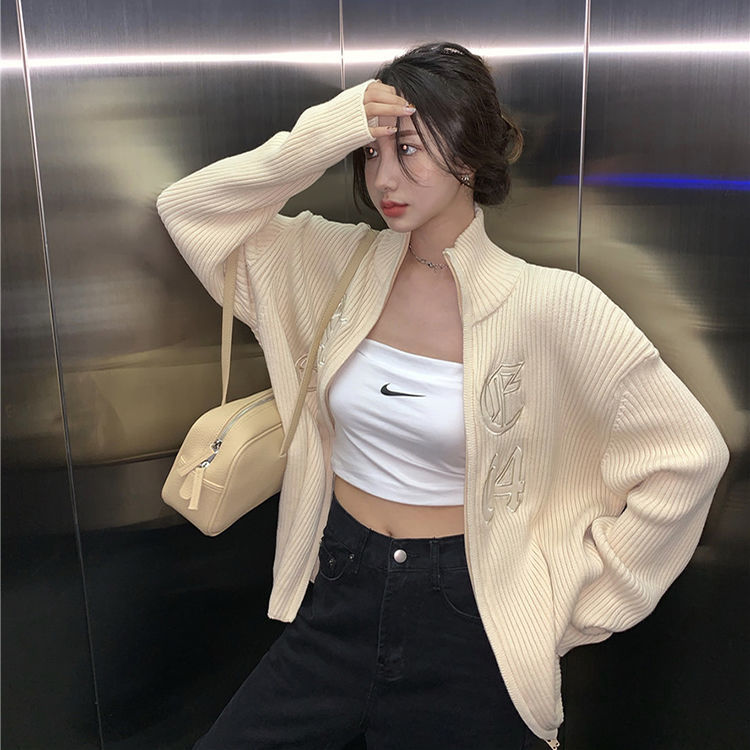 IMAODOU  Áo Khoác Nữ Len Dài Tay Dáng Rộng Phong Cách Hàn Quốc Nhẹ Nhàng