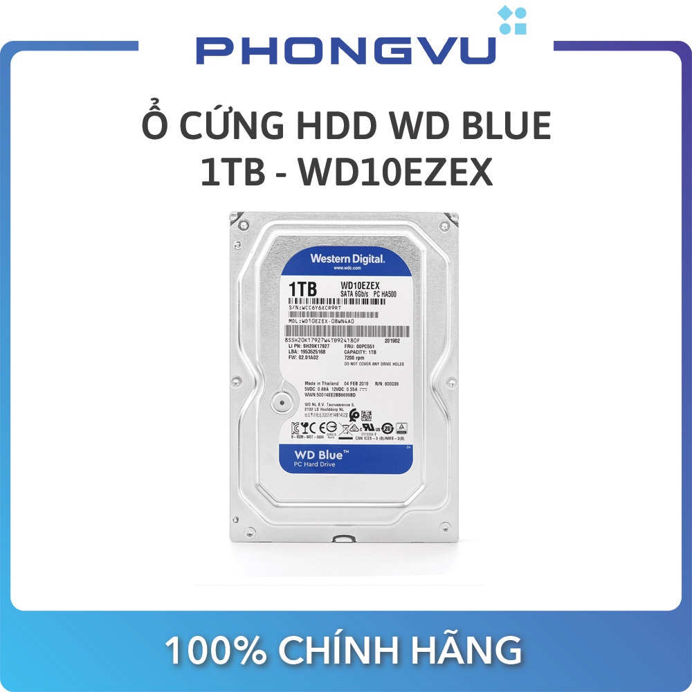 Ổ cứng HDD Western Digital Blue 1TB 3.5&quot; SATA 3 - WD10EZEX - Bảo hành 24 tháng