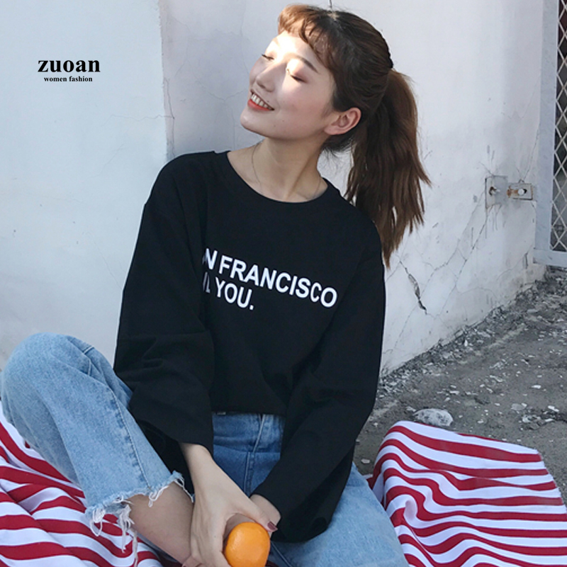 SUXI Áo Thun Nữ Dài Tay Cổ Tròn Thời Trang