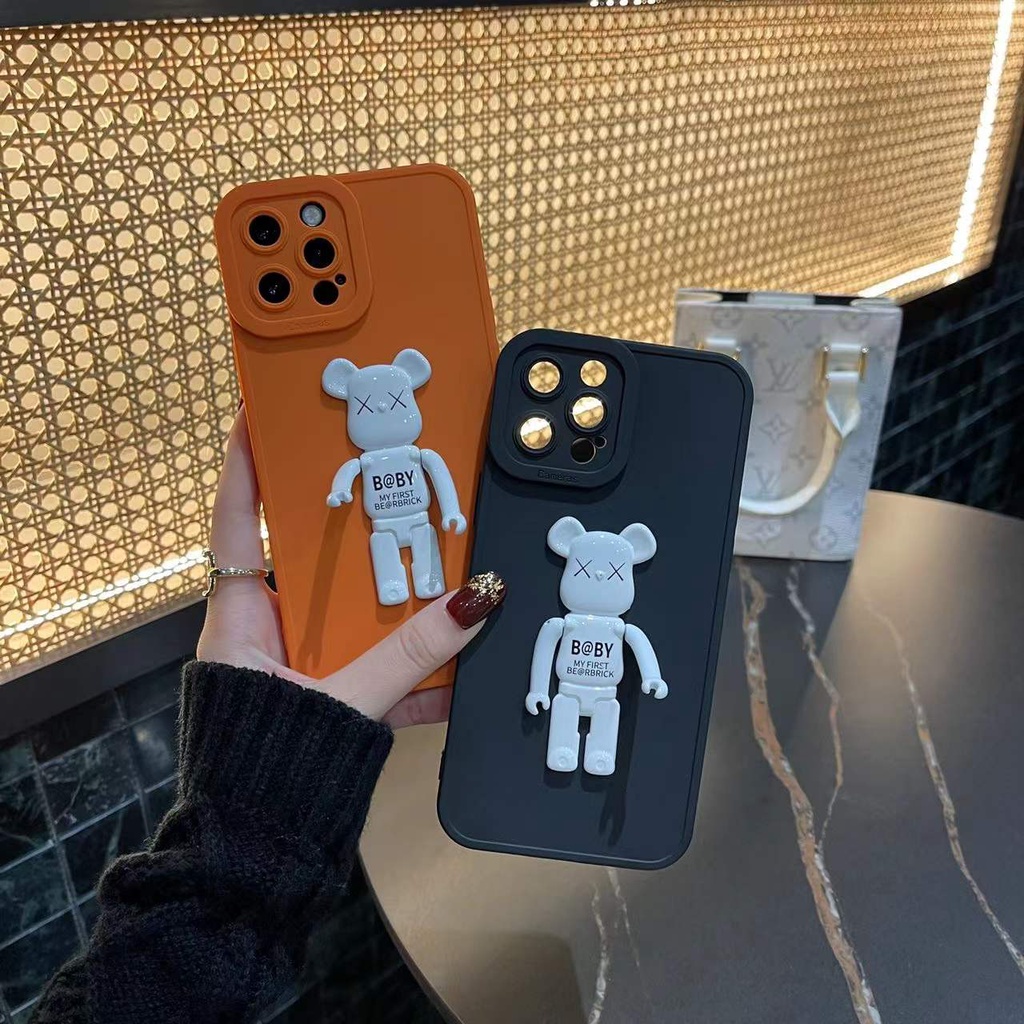 Ốp điện thoại hình gấu hoạt hình 3D cho iPhone 13 Pro Max 13 13pro 11 Pro Max 11 12Pro 12 Pro Max