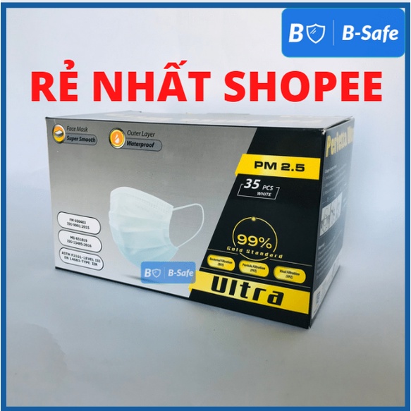 Khẩu trang y tế 4 lớp Perfetta Ultra Trắng/Xanh  - Bsafe