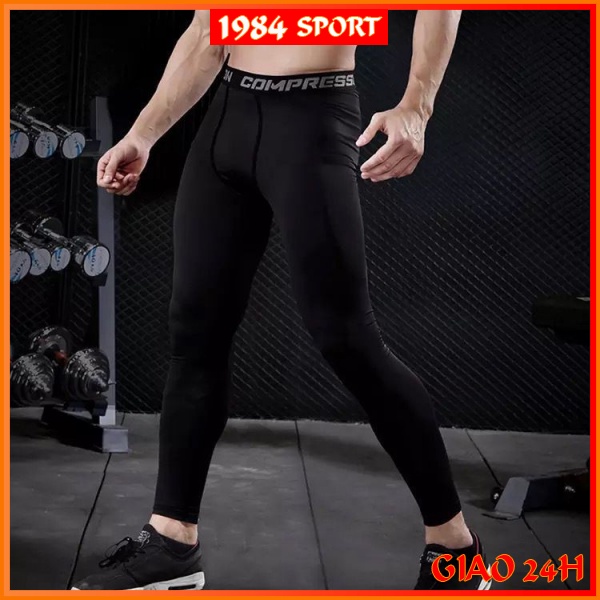 Quần Giữ Nhiệt Combat Pro [𝗙𝗿𝗲𝗲 𝗦𝗵𝗶𝗽] Quần Legging Tập Gym Nam Dài Màu Đen - Co Giãn 4 Chiều