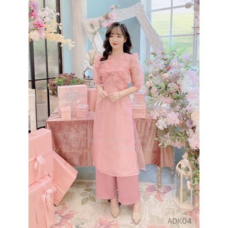 ÁO DÀI CÁCH TÂN - OGANZA ĐÍNH NƠ CƯỜM 3D - ADK04 (CÓ KÈM QUẦN + TOÀN BỘ LÀ ẢNH THẬT)