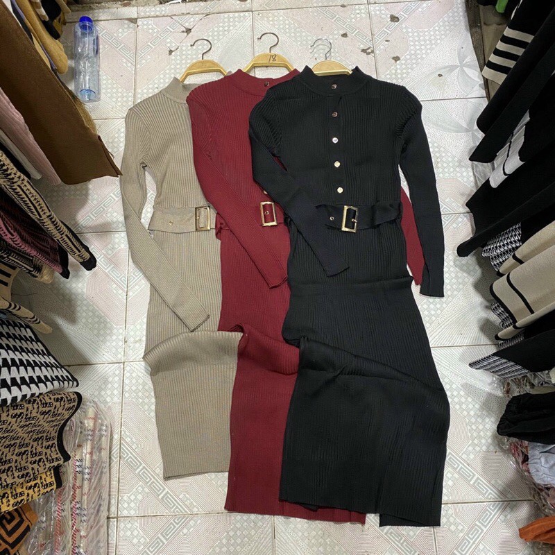 Váy len body khuy kèm đai | BigBuy360 - bigbuy360.vn