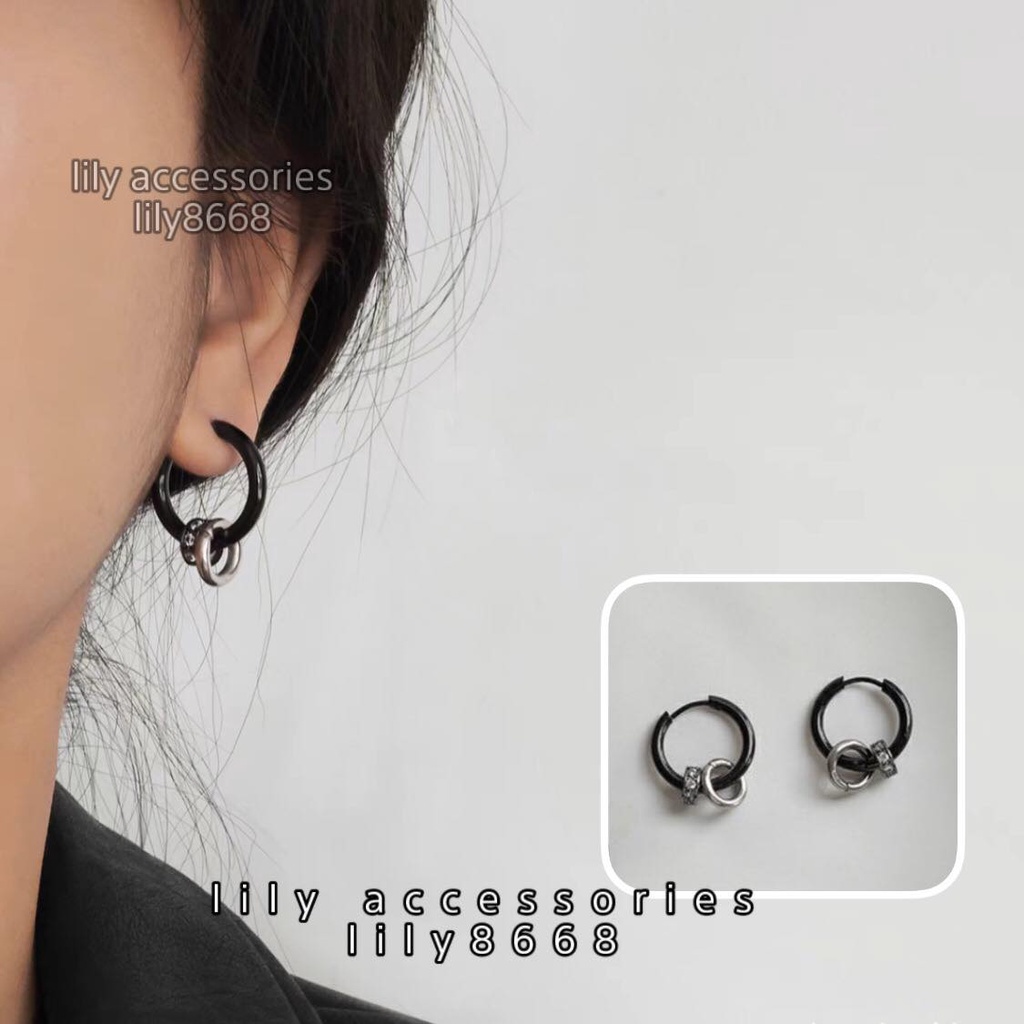 khuyên tai màu phối vòng đá cá tính