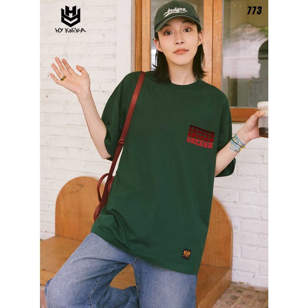 Áo thun nam tay lỡ HY KOREA nam nữ form rộng in hình Tay ôm Đầu lâu 773