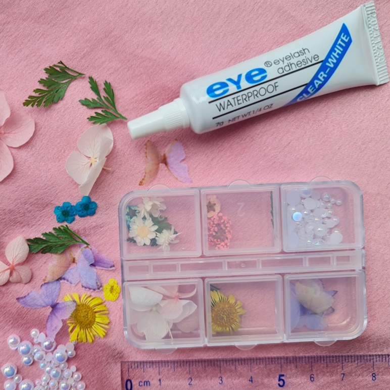 Set 12 mẫu hoa khô mini trang điểm, make up concept | hoa đính mắt | đô trang điểm, dán mi mắt | compo trang điểm