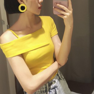 Áo thun cổ lệch vai quyến rũ - order quảng châu kèm ảnh thật