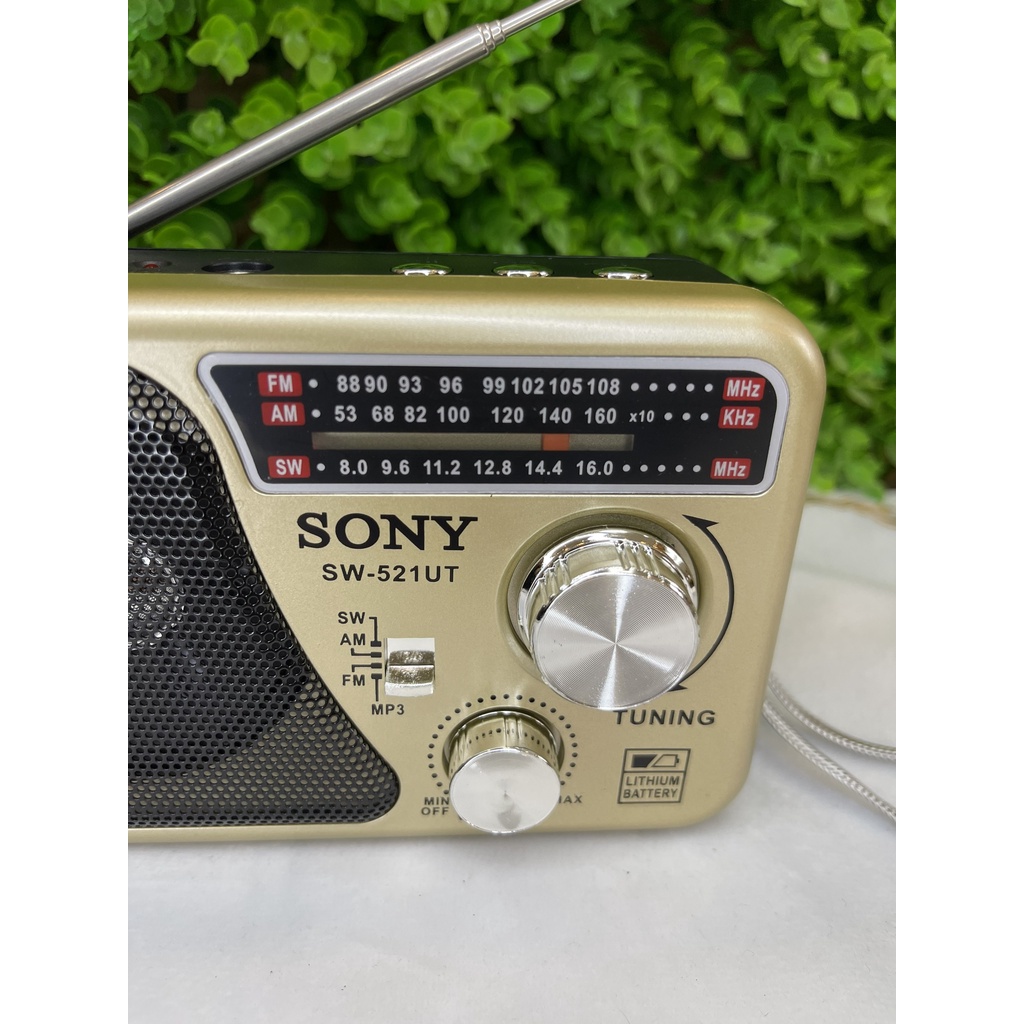 Đài Radio SONY SW-521UT Phiên Bản Mới. Hỗ Trợ Cắm Thẻ Nhớ, Hỗ Trợ Đèn Pin Trợ Sáng, Độ Bền Cực Cao. Bảo Hành 12 Tháng