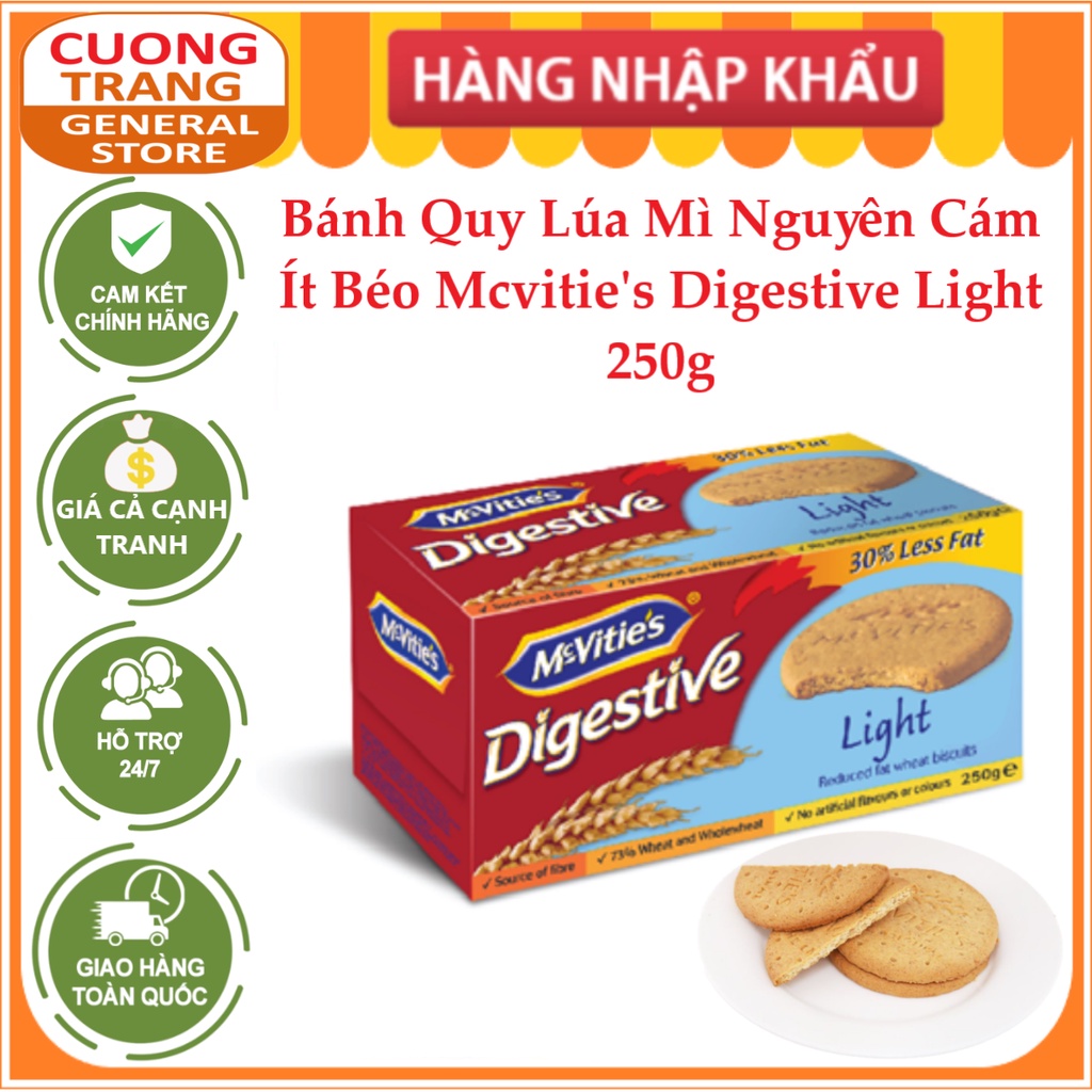 Bánh Quy Lúa Mì Nguyên Cám Ít Béo Mcvitie's Digestive Light (250g)