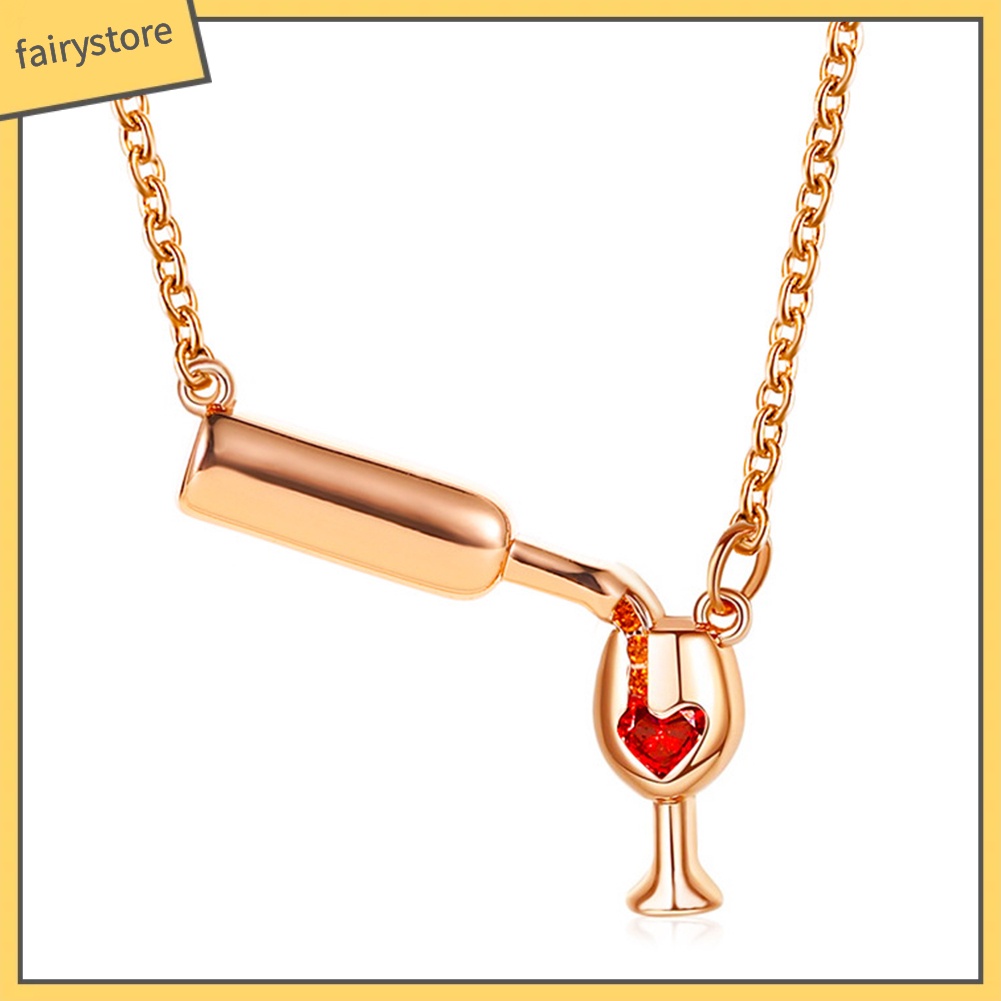 Dây Chuyền Hợp Kim Hình Ly Rượu Đính Đá Ruby Giả