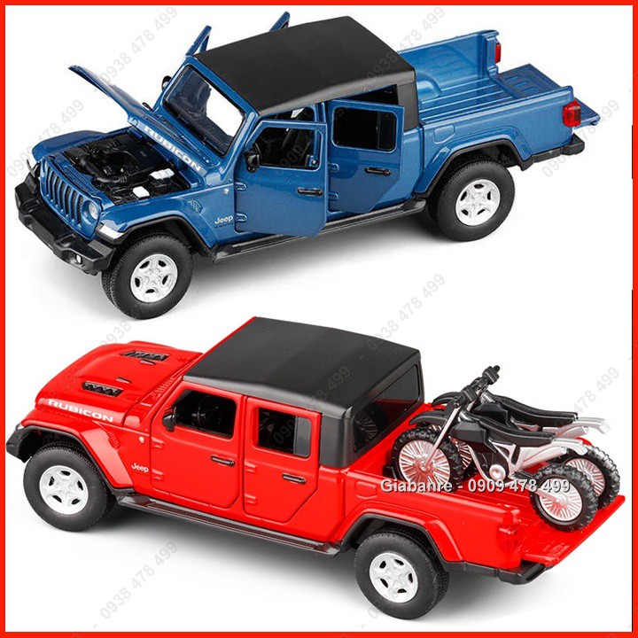 Xe Mô Hình Kim Loại Bán Tải Jeep Rubicon Gladitor Kèm 2 Moto - Tỉ Lệ 1:32 – 9732