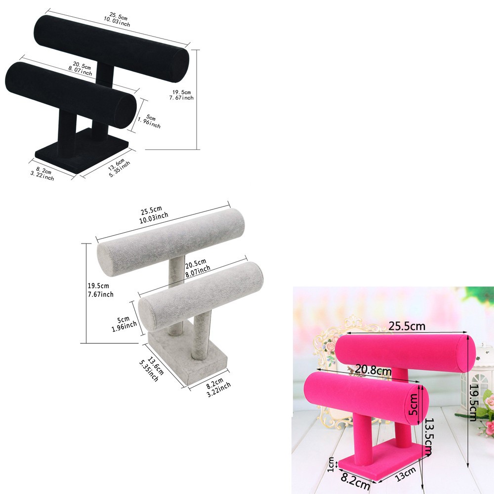 Giá đỡ 2 tầng hình chữ T trưng bày trang sức vòng tay/ đồng hồ/ vòng cổ đa năng